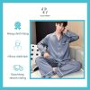 Bộ Pijama Lụa Kẻ Sọc Xanh